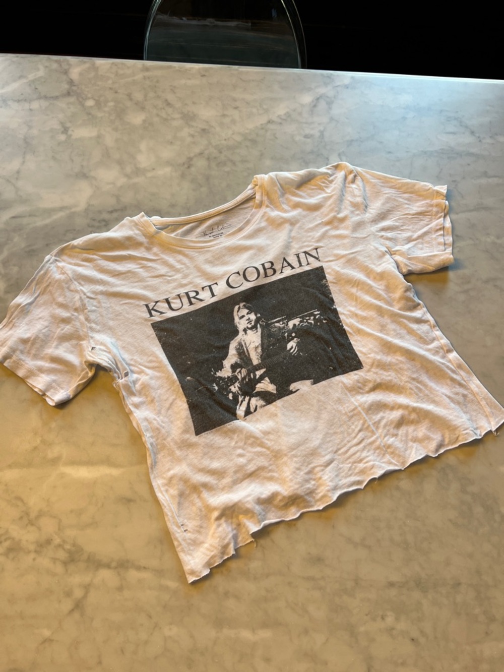 DESTROYED Kurt Cobain cropped tissue sheer tee. Small. 🤘